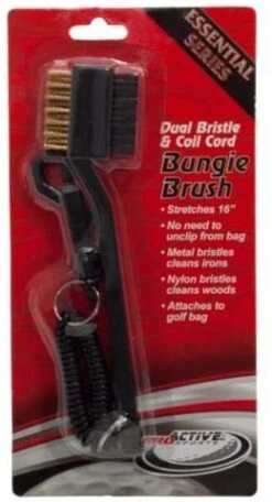 Club Brush Dual Bristle & Coil Cord Bungie Brush -Fine Golf Store Bungie Brush Black