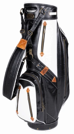 Sun Mountain 2023 Dundee Leather Cart Bag -Fine Golf Store Dundee N230415 black white