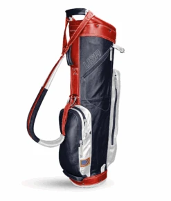 Sun Mountain Golf Leather Cart Bag 12 Sun Mountain Golf Leather Cart Bag -Fine Golf Store G823519LeatherCartNavy White Red
