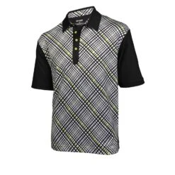 Ogio Grid Golf Polo Shirts -Fine Golf Store Grid White Black Electric