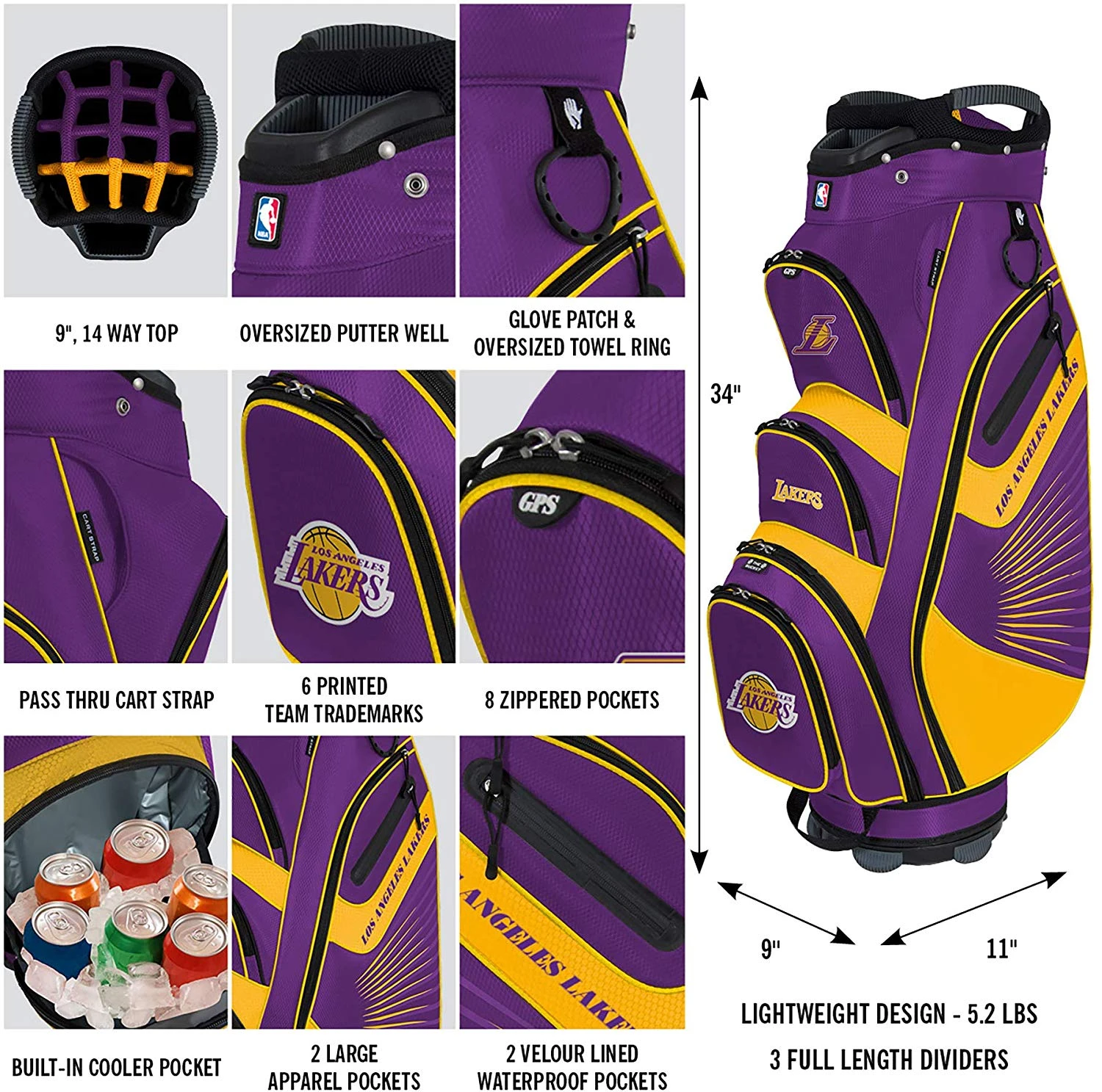 NBA The Bucket II Team Effort Cart Bag 10 NBA The Bucket II Team Effort Cart Bag - Image 10