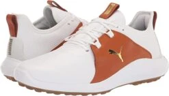 Puma Ignite Fasten8 Crafted Laced Golf Shoes -Fine Golf Store PumaFasten8Crafted WhiteLeatherBrown6