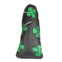 Volf Golf Black Synthetic Leather Shamrock Putter Cover -Fine Golf Store VolfGolfHeadcovers BlackShamrockBladePutter2