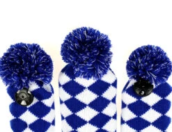 Volf Golf Knit Blue White Diamond Headcover Set 11 Volf Golf Knit Blue White Diamond Headcover Set -Fine Golf Store VolfGolfHeadcovers KnitBlueSet4