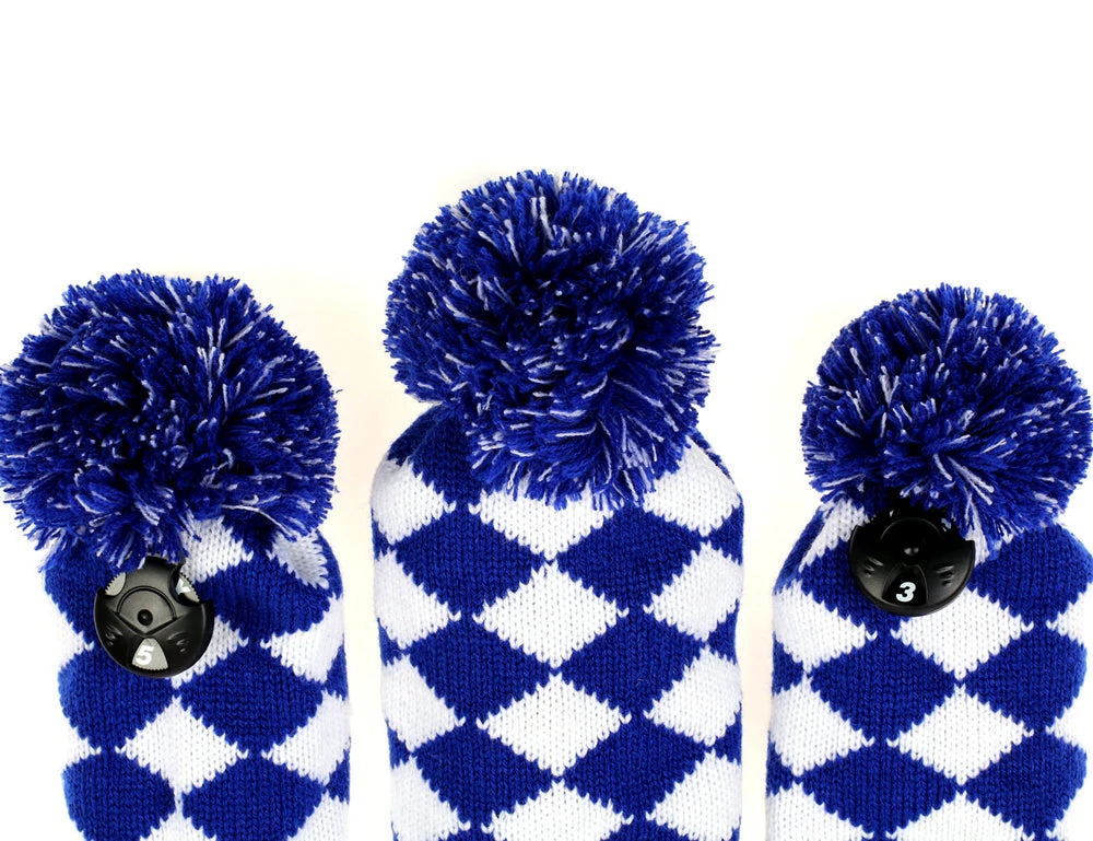 Volf Golf Knit Blue White Diamond Headcover Set 6 Volf Golf Knit Blue White Diamond Headcover Set - Image 6