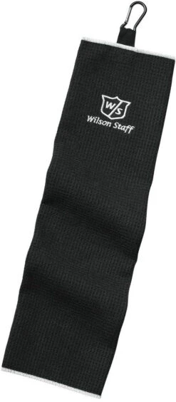 Wilson Staff Microfiber Trifold Golf Towel 16" X 21" Black -Fine Golf Store WIlson TriFold Towel Black