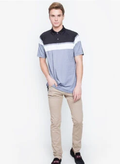 Callaway Jack Nicklaus Black Label By Perry Ellis Yarn Dyed Color Block Polo Shirts -Fine Golf Store YarnDyedColorBlockPolo CaviarBlack4